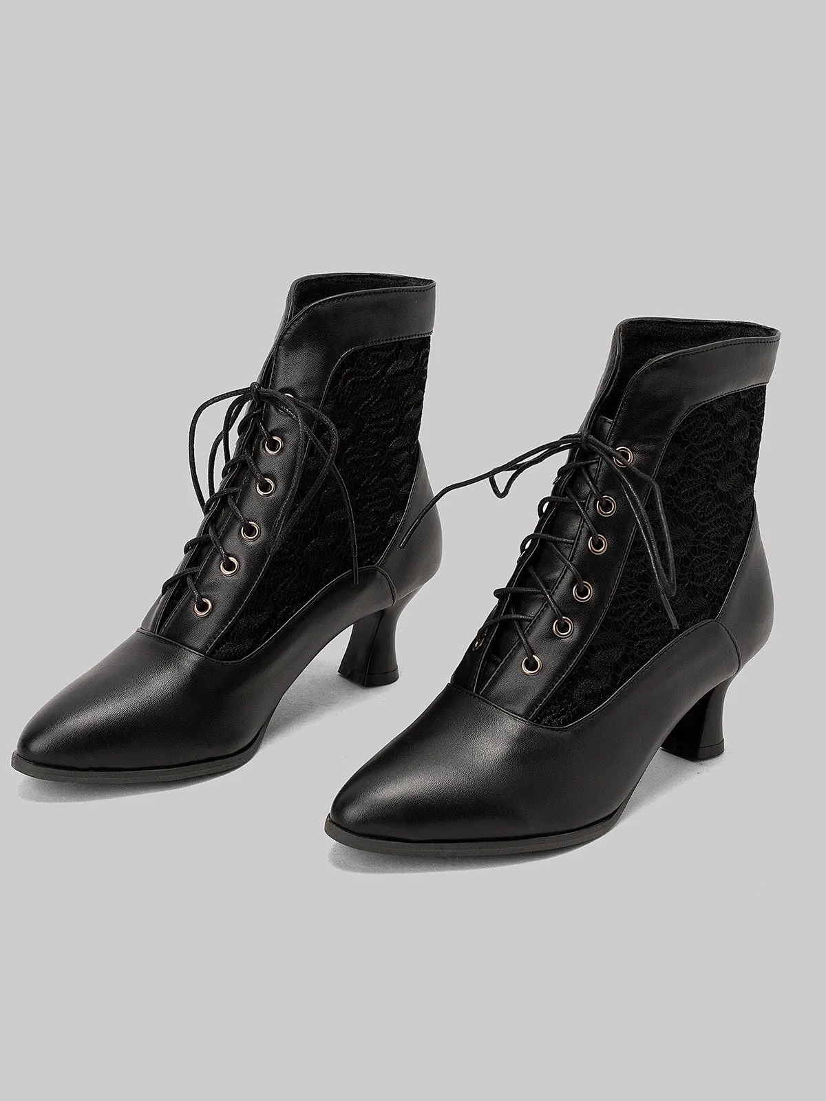 Lace Pointed Leather Heel Vintage Boots sold by Retro Stage product image thumbnail 4