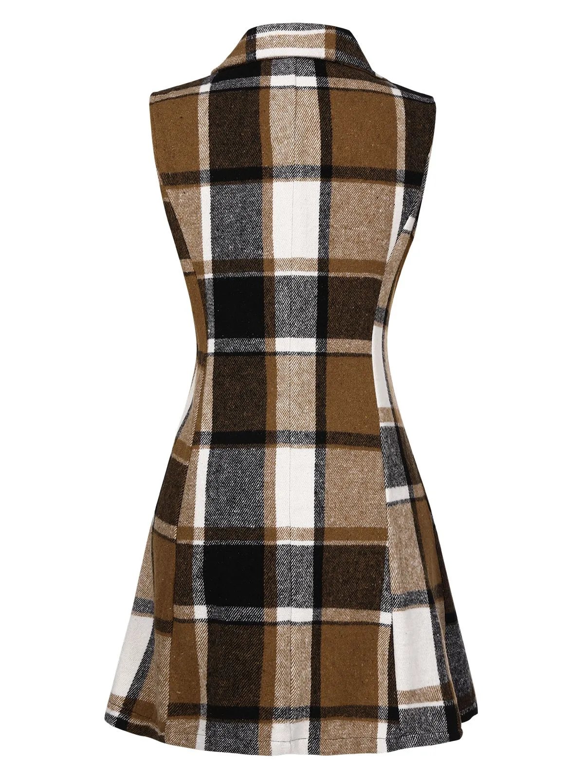 Multicolor 1970s Lapel Plaid Sleeveless Coat sold by Retro Stage product image thumbnail 3