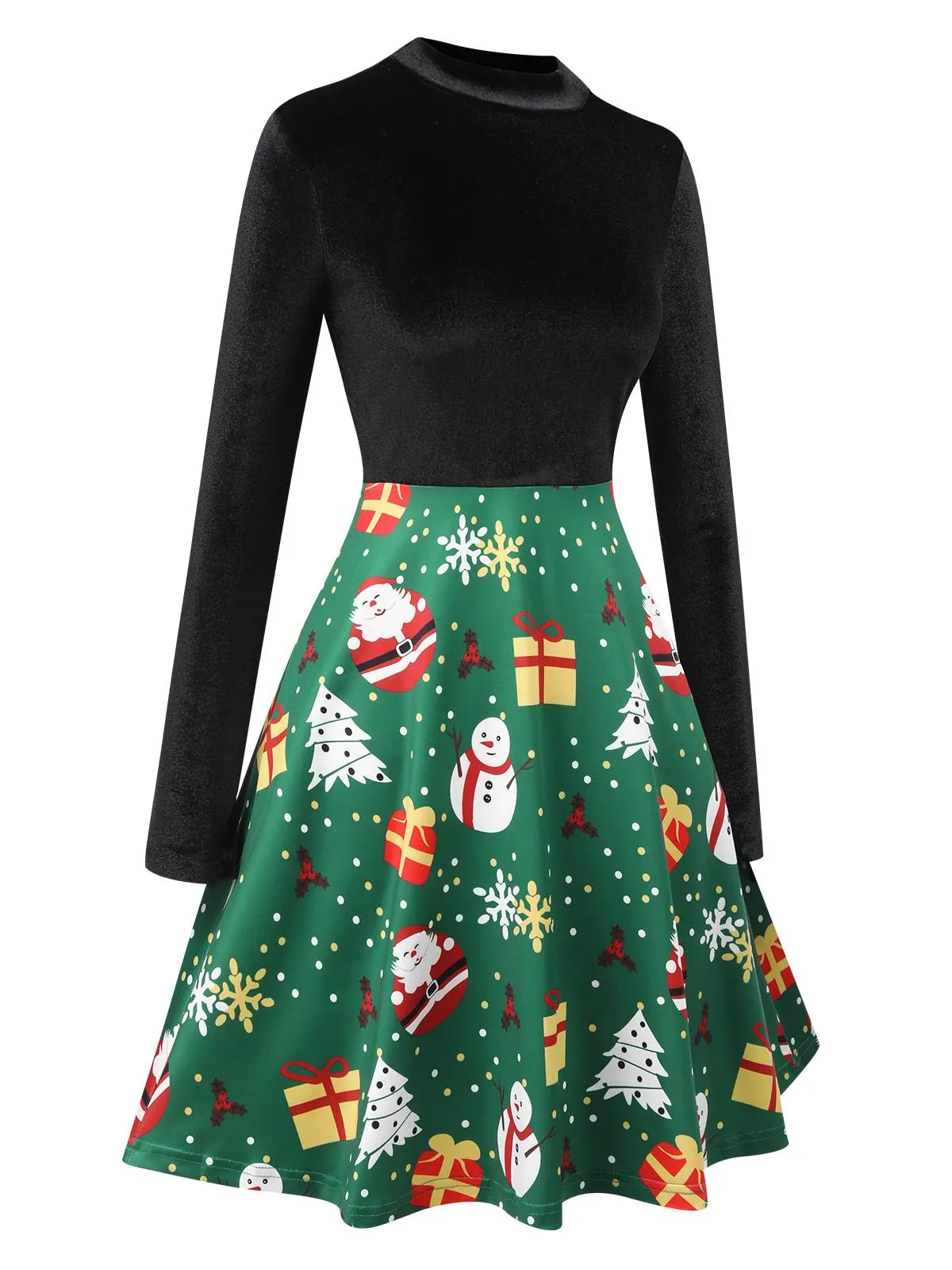 Black 1950s Christmas Stand Collar Velvet Dress sold by Retro Stage product image thumbnail 2
