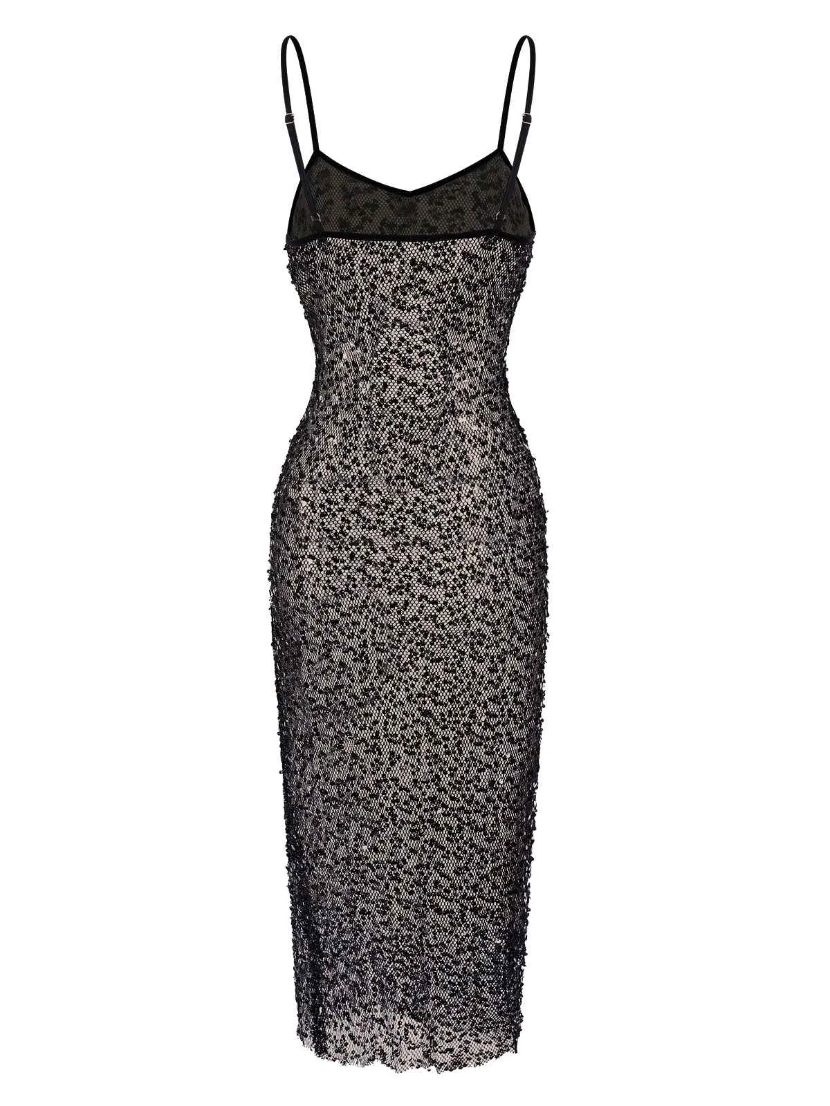 Black 1960s Sequined Spaghetti Straps Dress sold by Retro Stage product image thumbnail 3