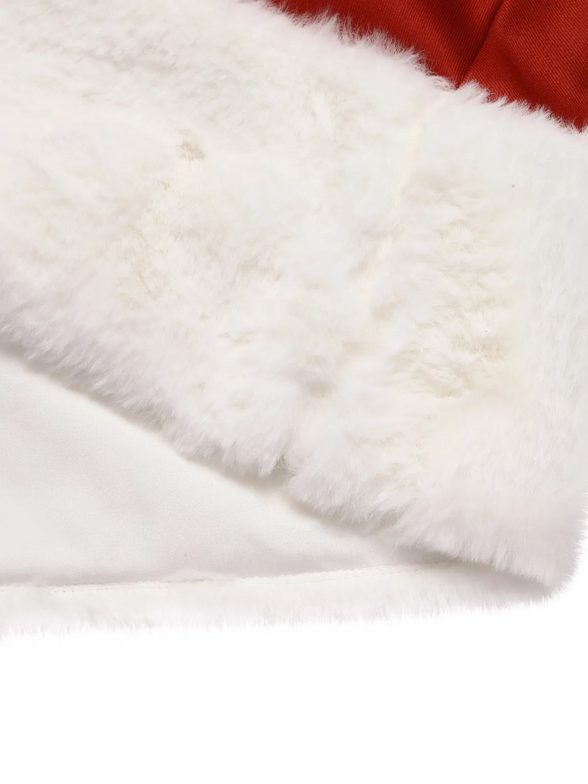 Red 1950s Christmas Strapless Bow Fur Trim Dress sold by Retro Stage product image thumbnail 5