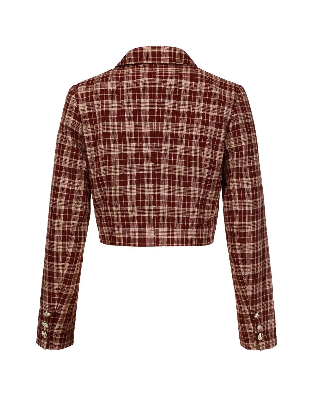 Red 1960s Plaid Lapel Short Coat sold by Retro Stage product image thumbnail 4