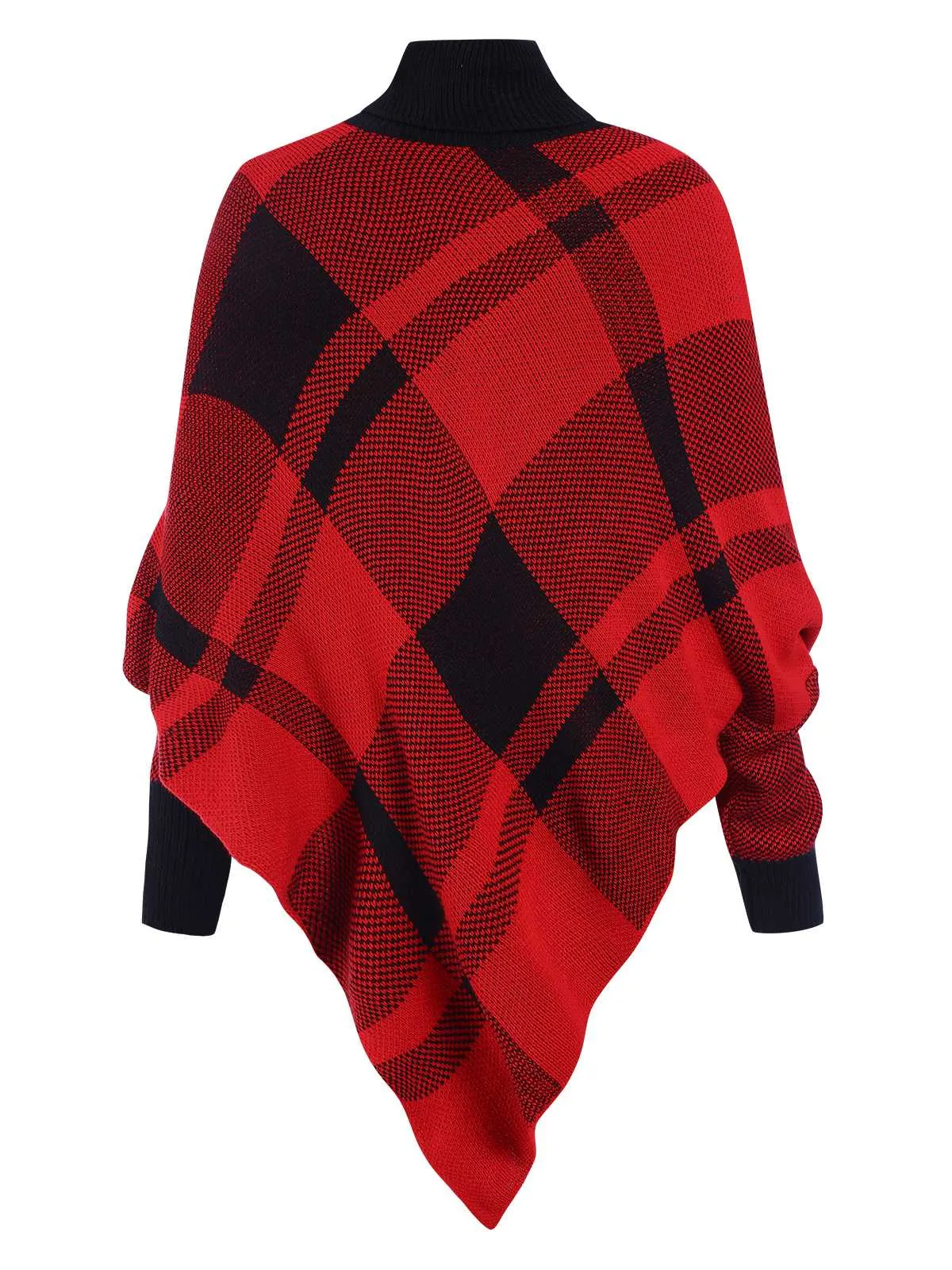 1950s Mock Neck Plaid Knit Poncho Sweater sold by Retro Stage product image thumbnail 2