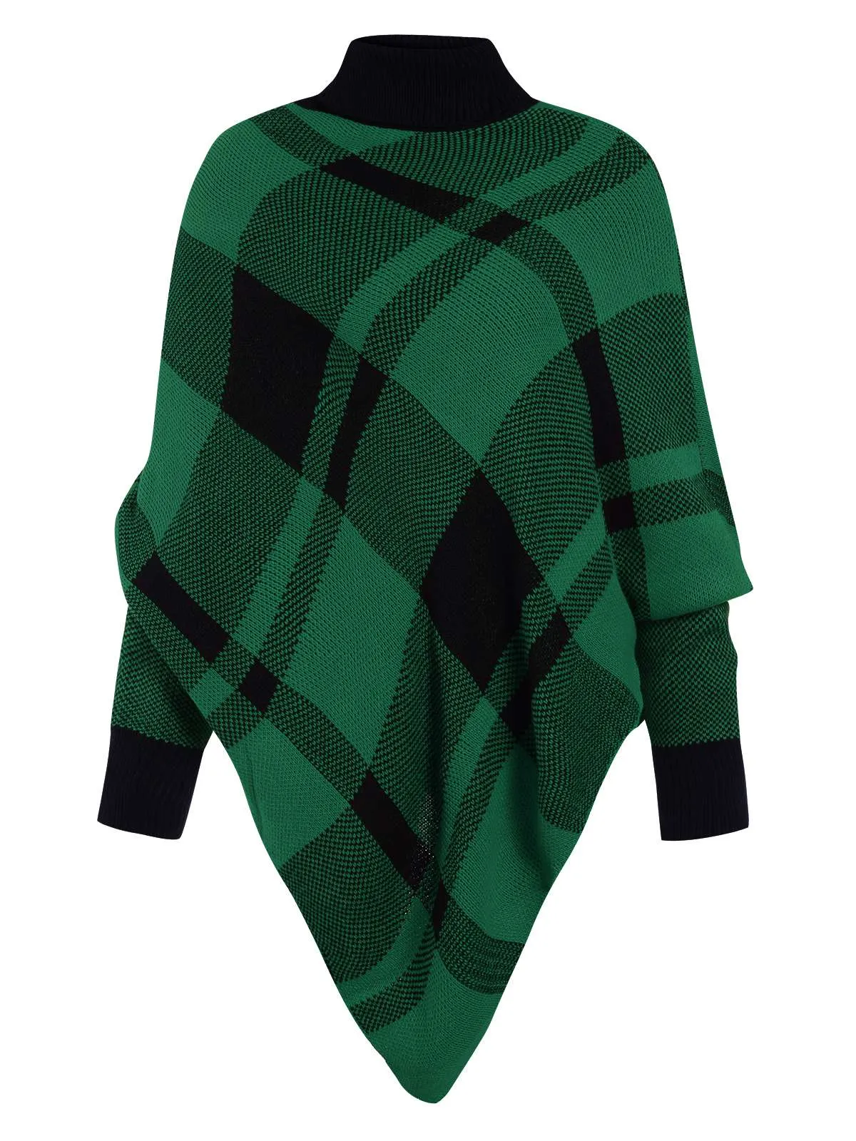 1950s Mock Neck Plaid Knit Poncho Sweater sold by Retro Stage product image thumbnail 5