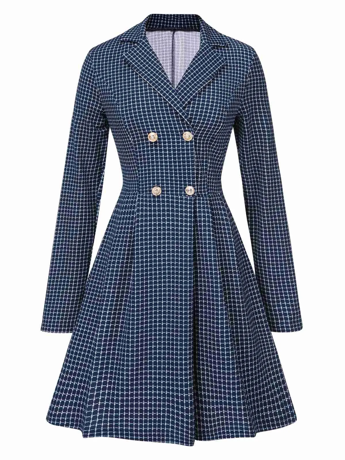 1950s Plaid Notch Lapel Double Breasted Coat sold by Retro Stage