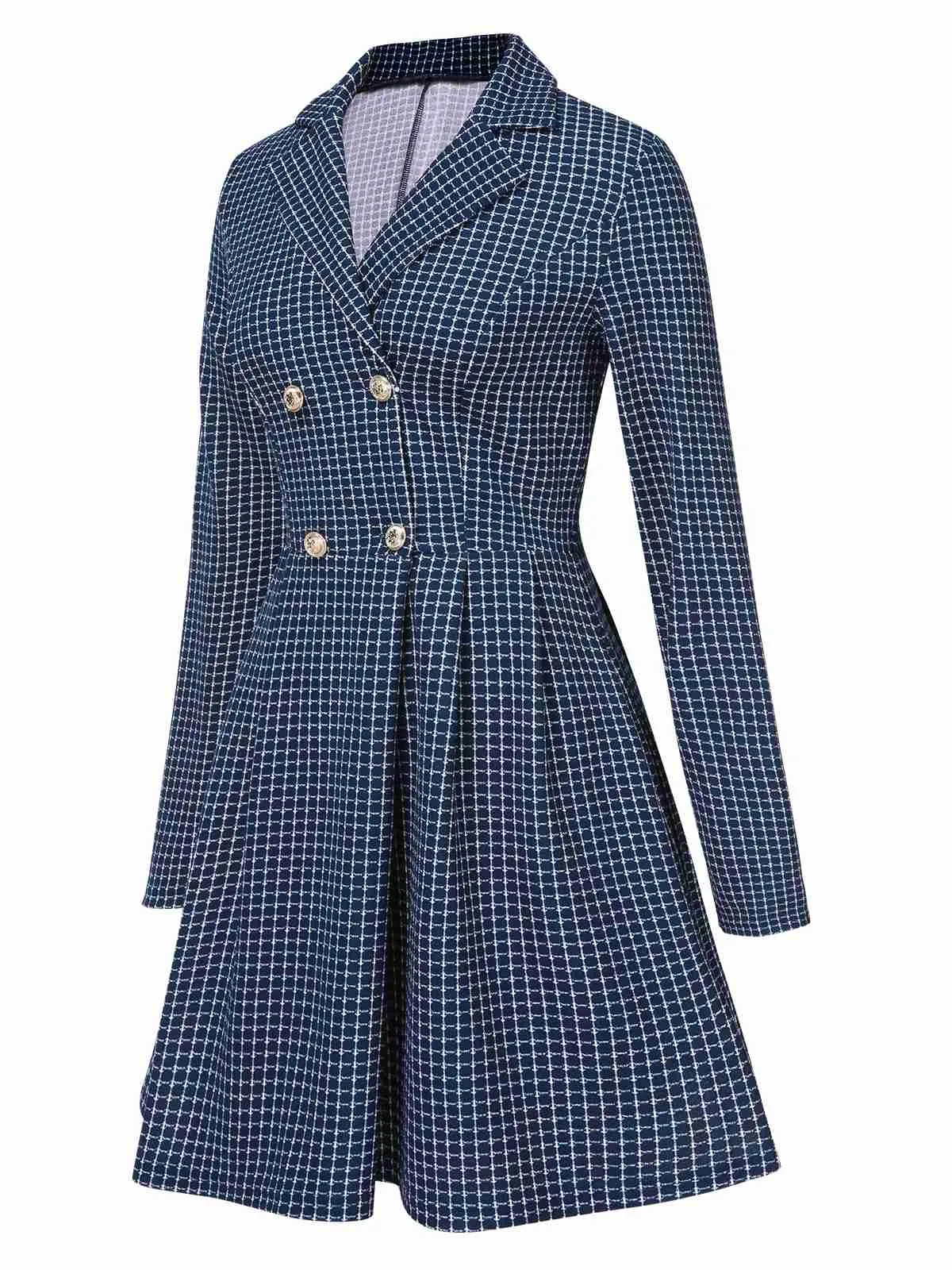 1950s Plaid Notch Lapel Double Breasted Coat sold by Retro Stage product image thumbnail 3