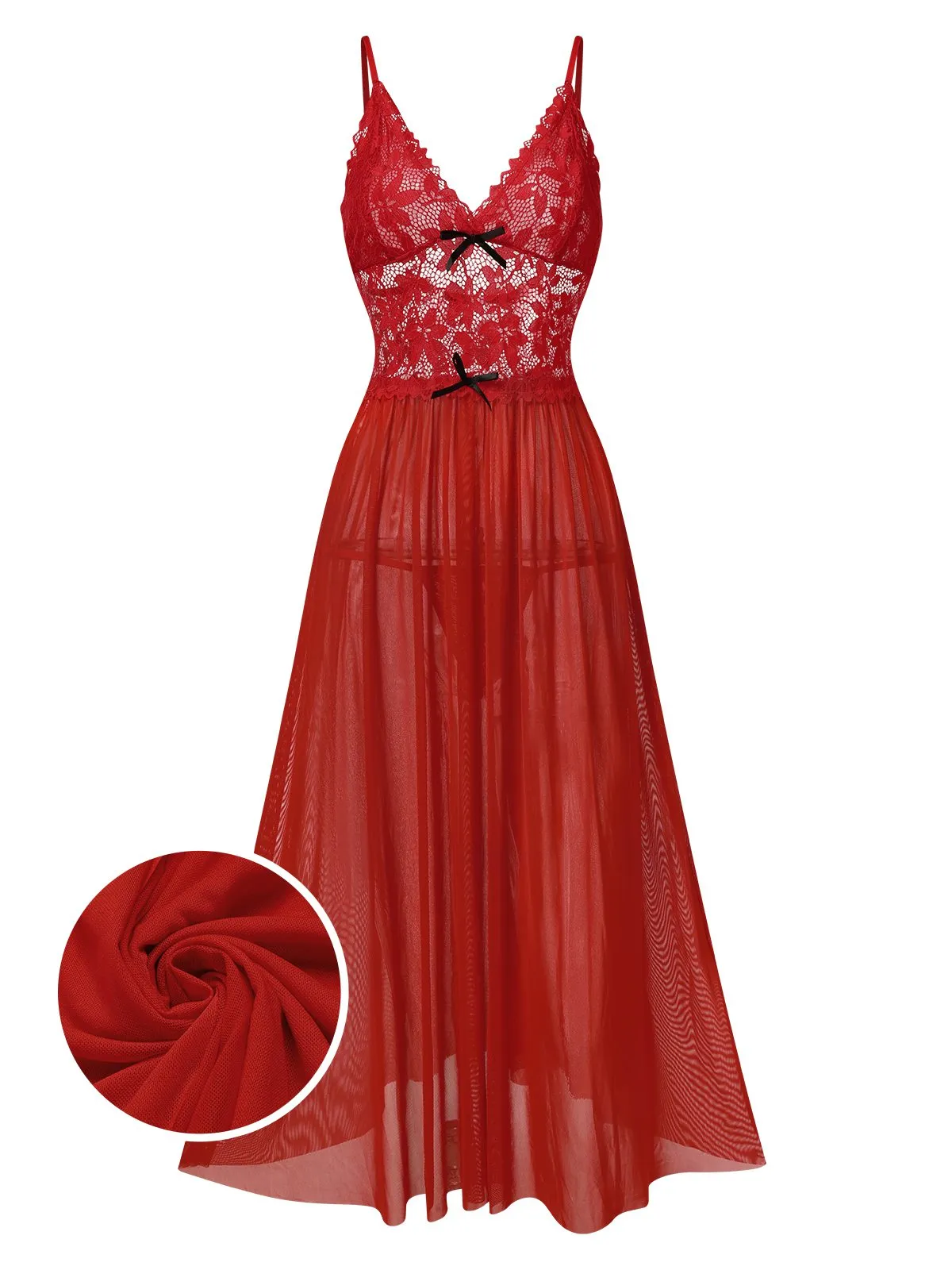 1930s Sheer Lace Spaghetti Straps Nightgown sold by Retro Stage product image thumbnail 3