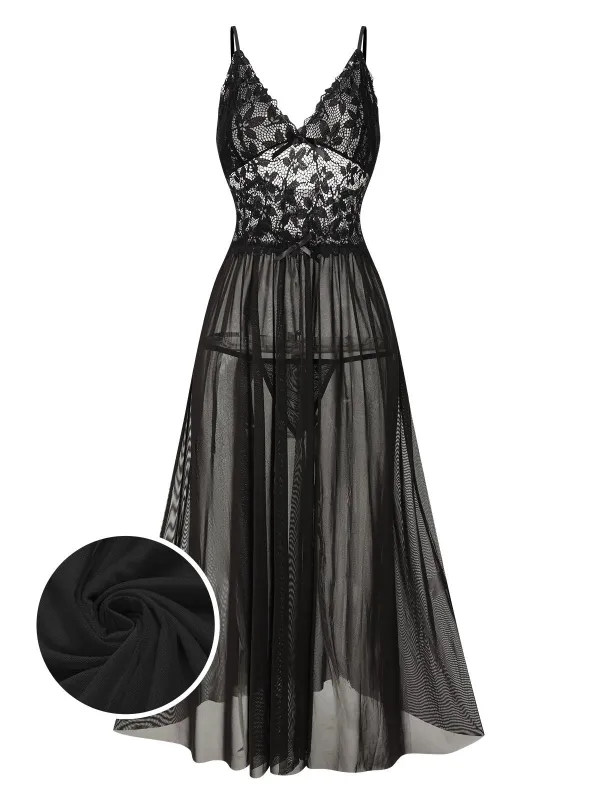 1930s Sheer Lace Spaghetti Straps Nightgown sold by Retro Stage