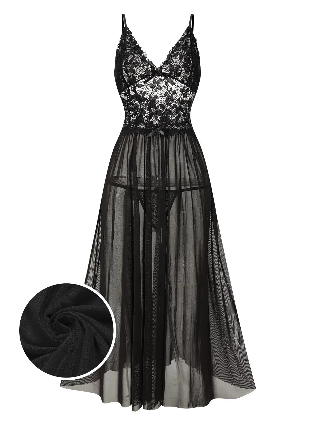 1930s Sheer Lace Spaghetti Straps Nightgown sold by Retro Stage