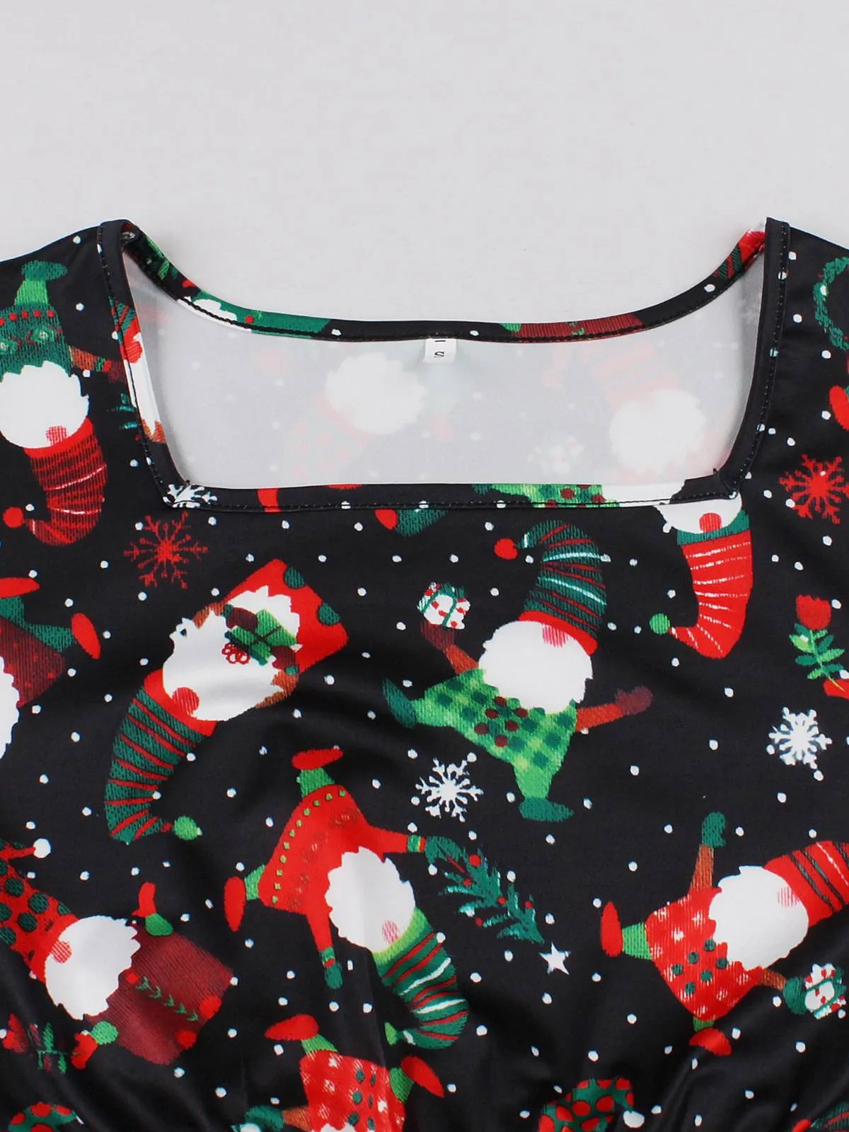 1950s Christmas Square Collar Long Sleeve Dress sold by Retro Stage product image thumbnail 5