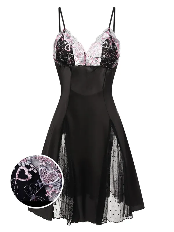 1960s Lace Spaghetti Straps Satin Nightgown sold by Retro Stage