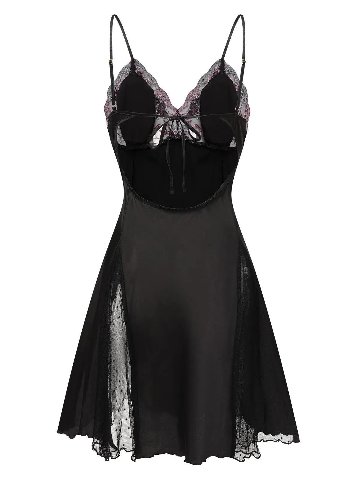 1960s Lace Spaghetti Straps Satin Nightgown sold by Retro Stage product image thumbnail 4