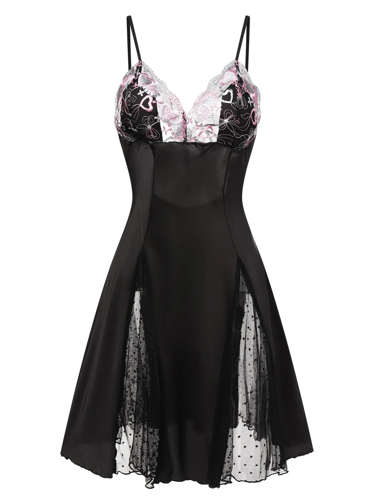 1960s Lace Spaghetti Straps Satin Nightgown sold by Retro Stage product image thumbnail 2
