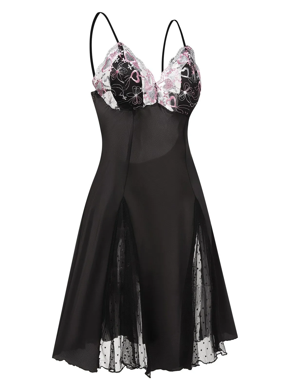 1960s Lace Spaghetti Straps Satin Nightgown sold by Retro Stage product image thumbnail 3