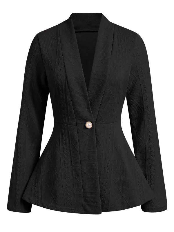 1960s Pearl Buttoned Waisted Flare Long Sleeve Coat sold by Retro Stage