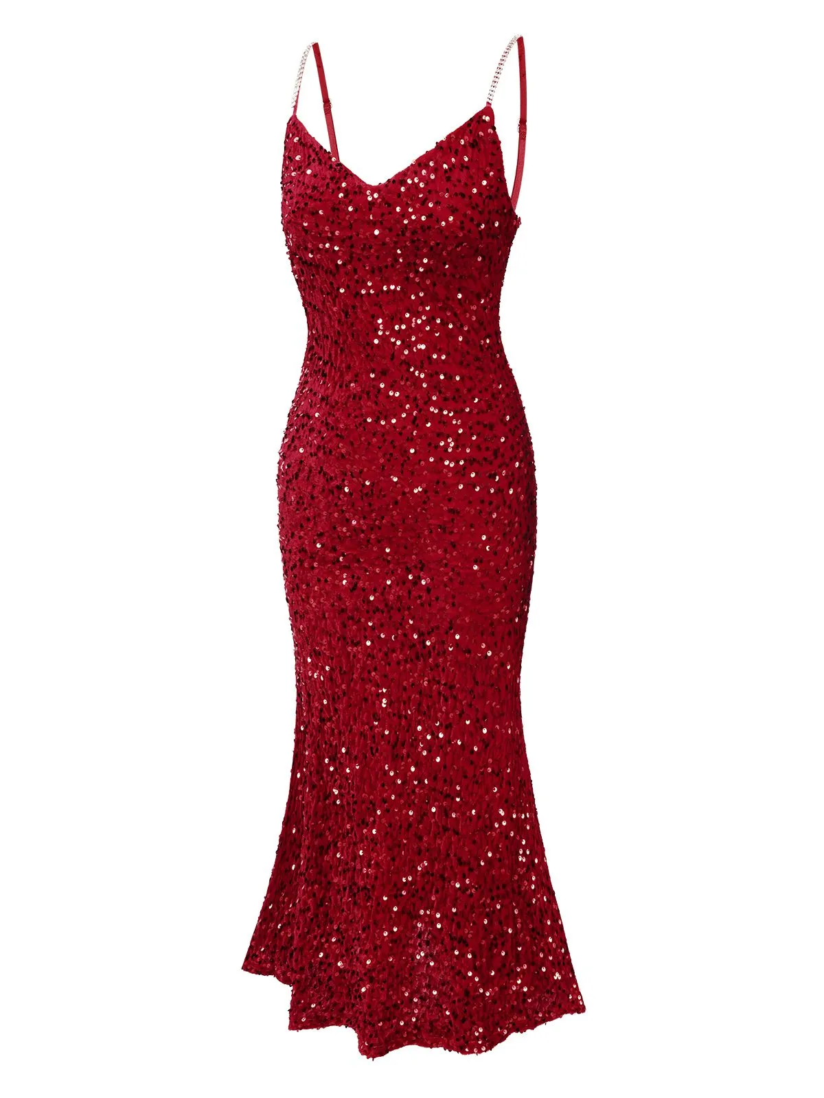 1930s V-Neck Suspender Sequined Fishtail Dress sold by Retro Stage product image thumbnail 3