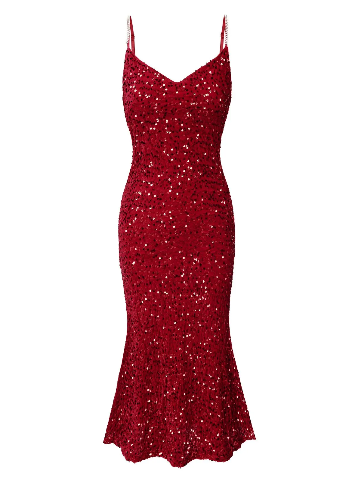 1930s V-Neck Suspender Sequined Fishtail Dress sold by Retro Stage product image thumbnail 2