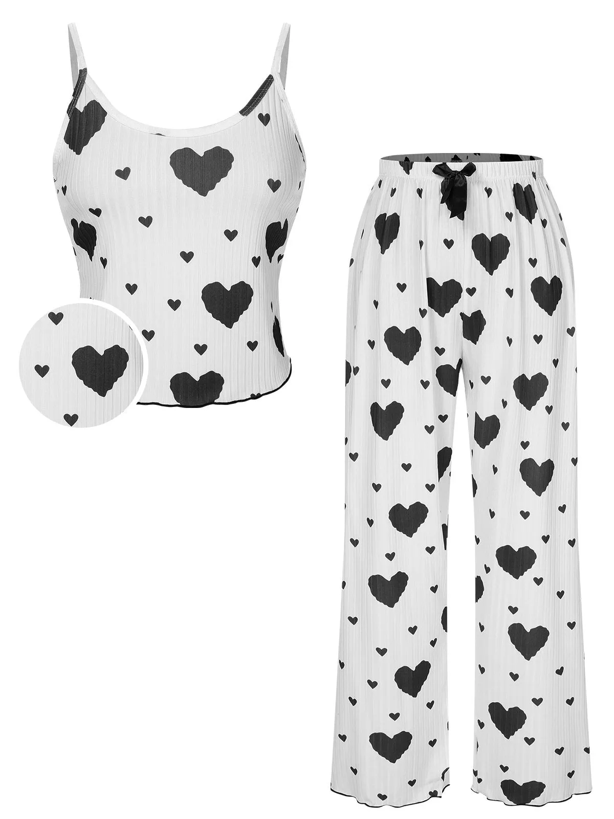 1970s Hearts Knit Spaghetti Strap Pajamas sold by Retro Stage product image thumbnail 3