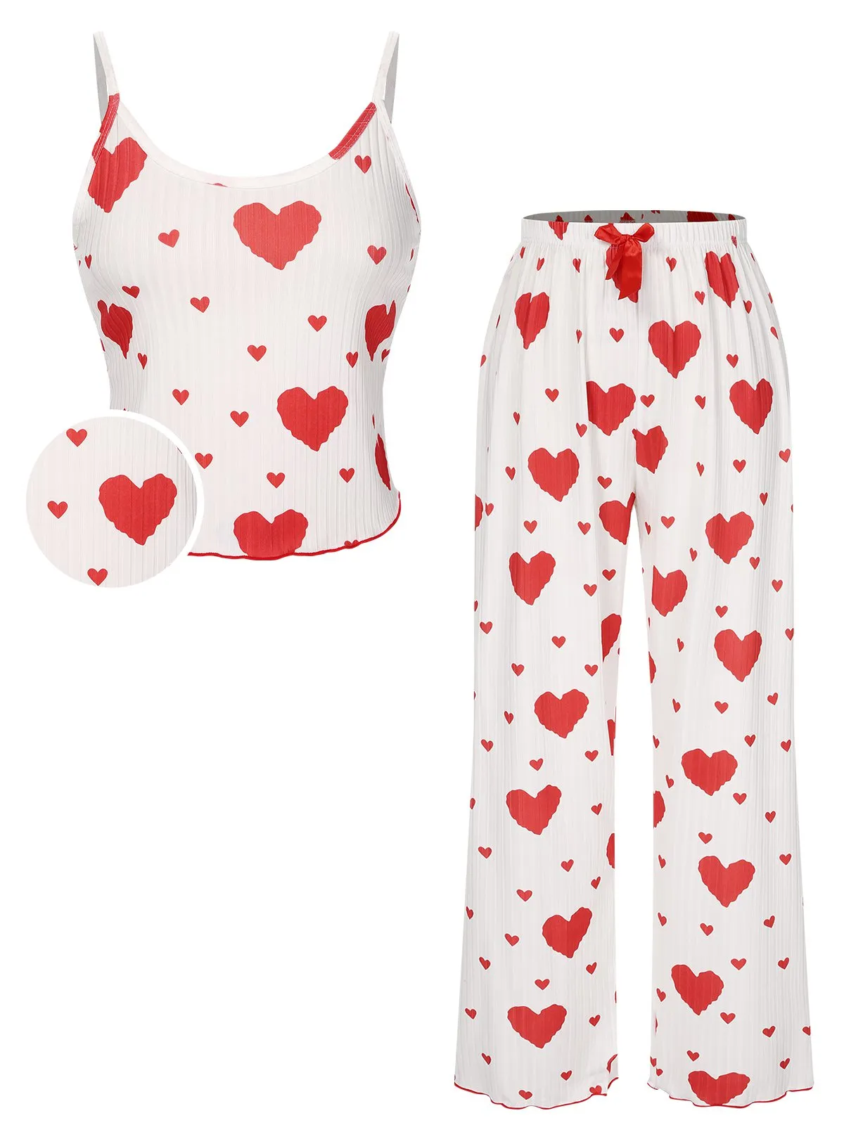 1970s Hearts Knit Spaghetti Strap Pajamas sold by Retro Stage