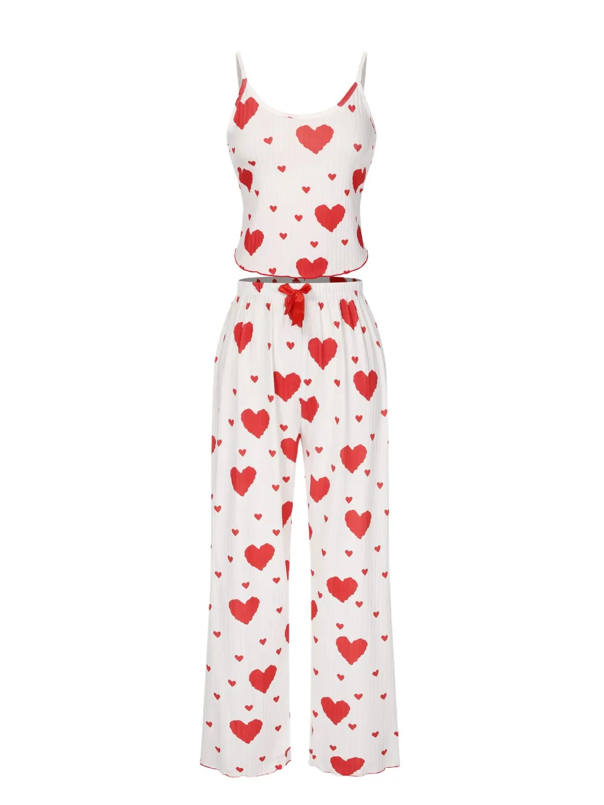 1970s Hearts Knit Spaghetti Strap Pajamas sold by Retro Stage product image thumbnail 2