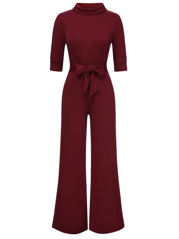 1930s Solid Rolled Collar Belted Jumpsuit sold by Retro Stage