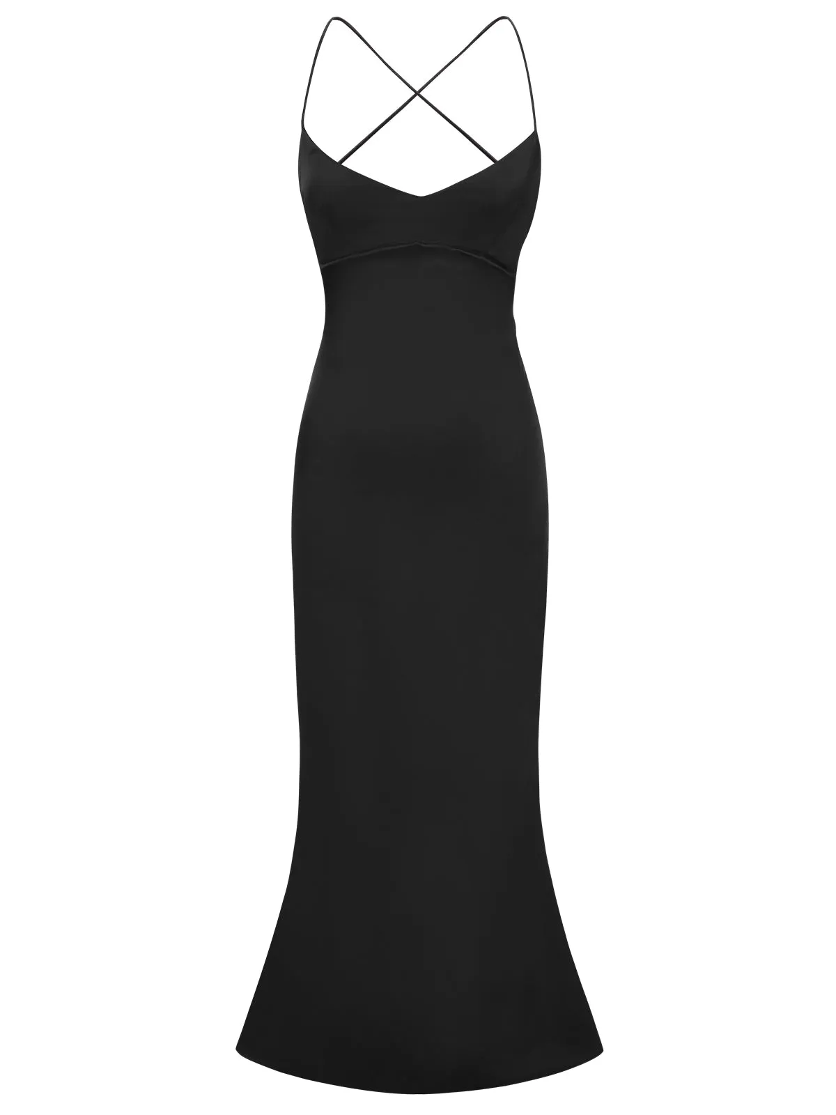 1930s Solid Back Cross Straps Mermaid Dress sold by Retro Stage