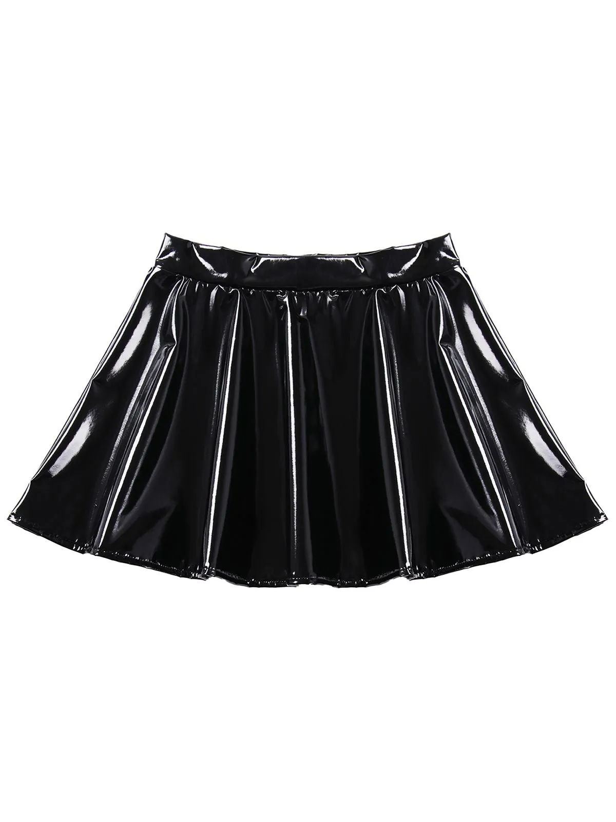 1980s Patent Leather Pleated Mini Skirt sold by Retro Stage product image thumbnail 3