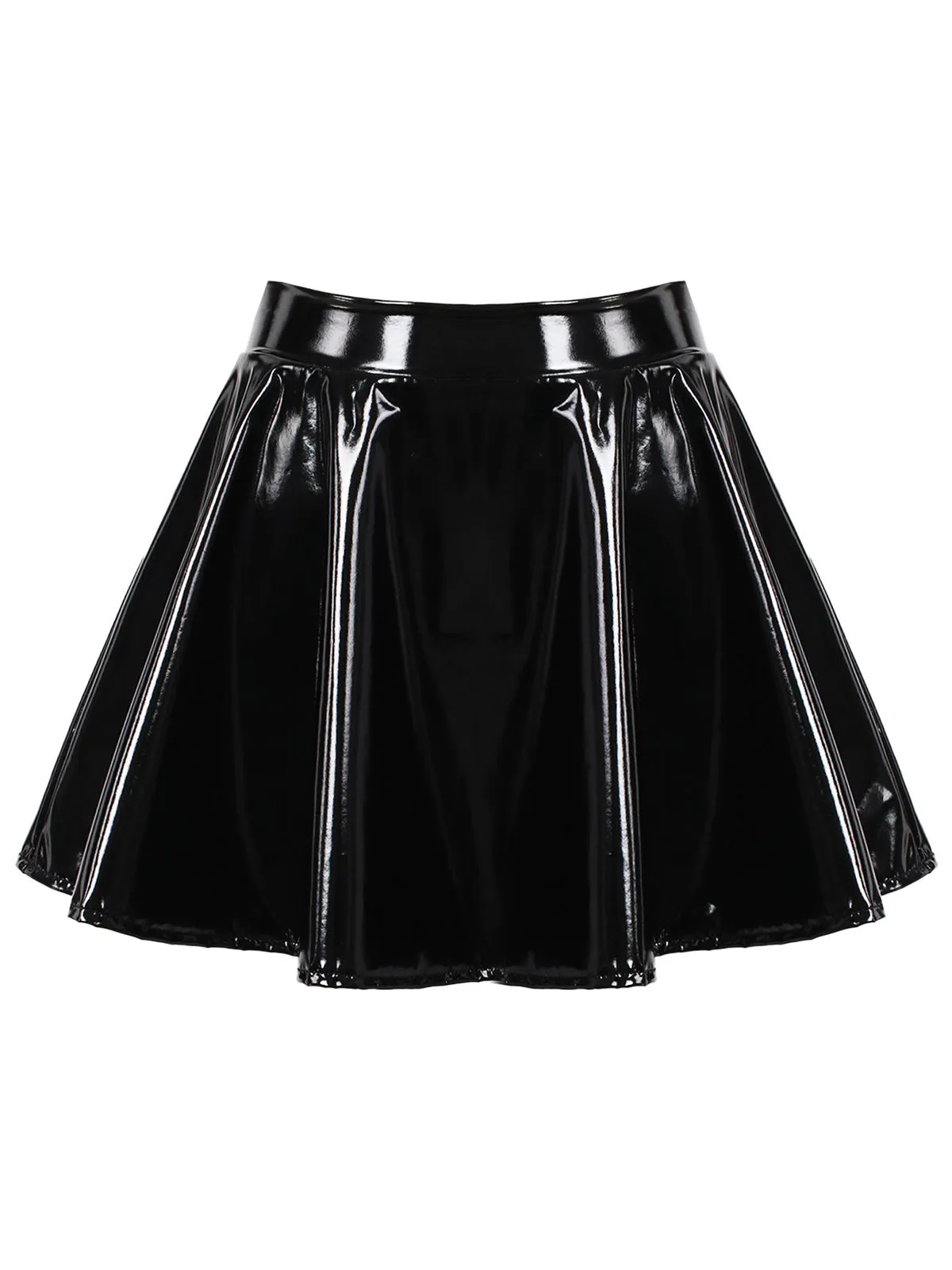 1980s Patent Leather Pleated Mini Skirt sold by Retro Stage