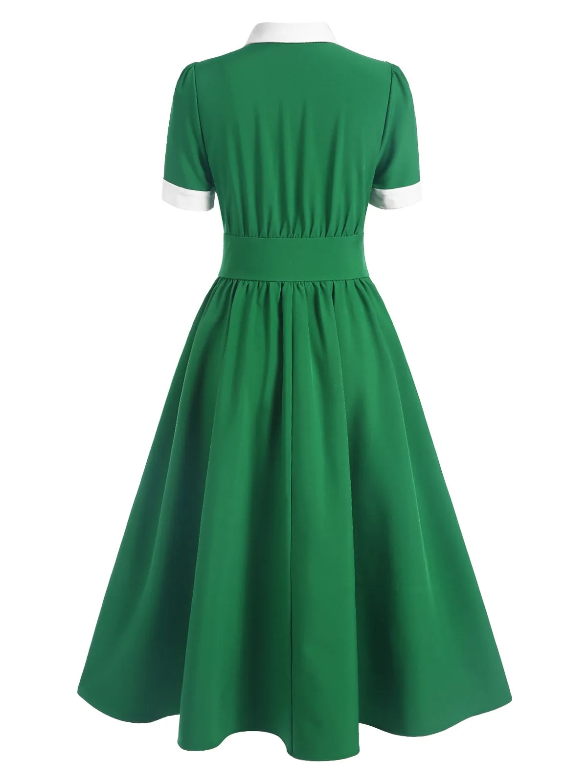 Green 1940s Contrast Shirt Collar Dress sold by Retro Stage product image thumbnail 4