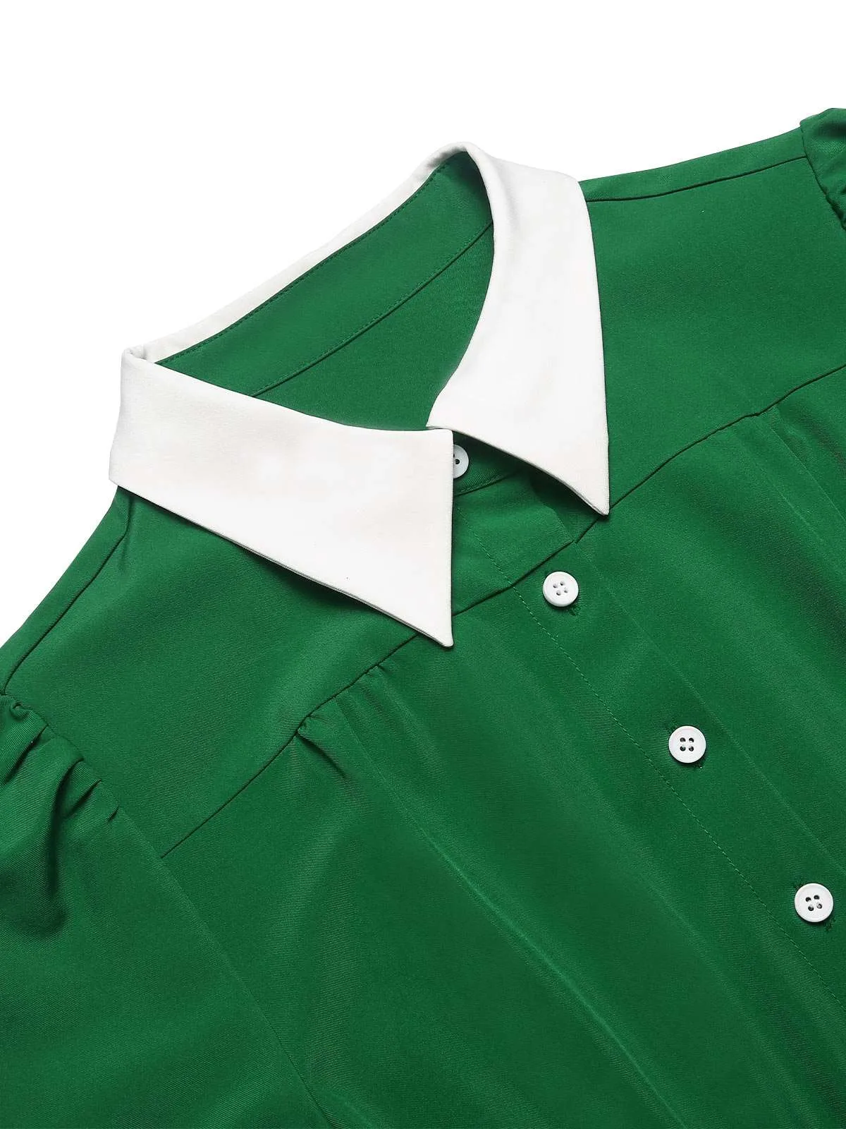 Green 1940s Contrast Shirt Collar Dress sold by Retro Stage product image thumbnail 5