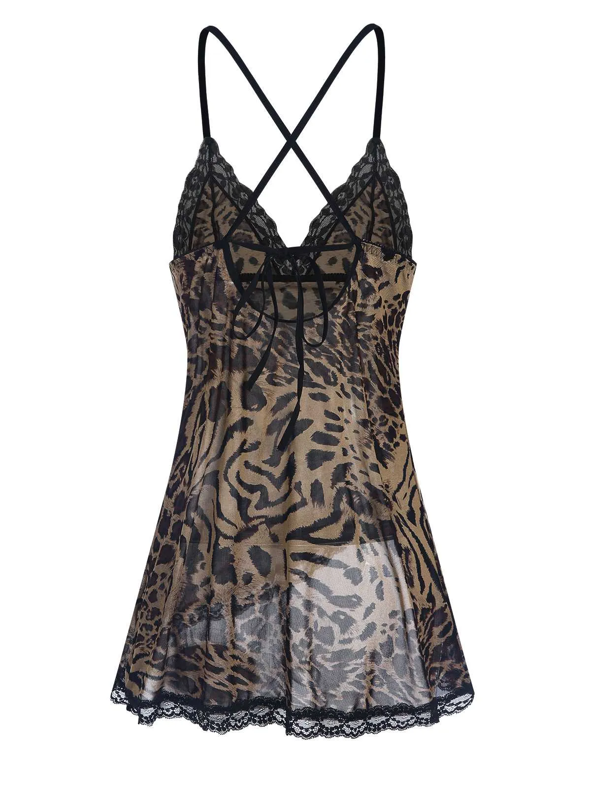 1950s Spaghetti Strap Slit Leopard Lace Nightgown sold by Retro Stage product image thumbnail 3