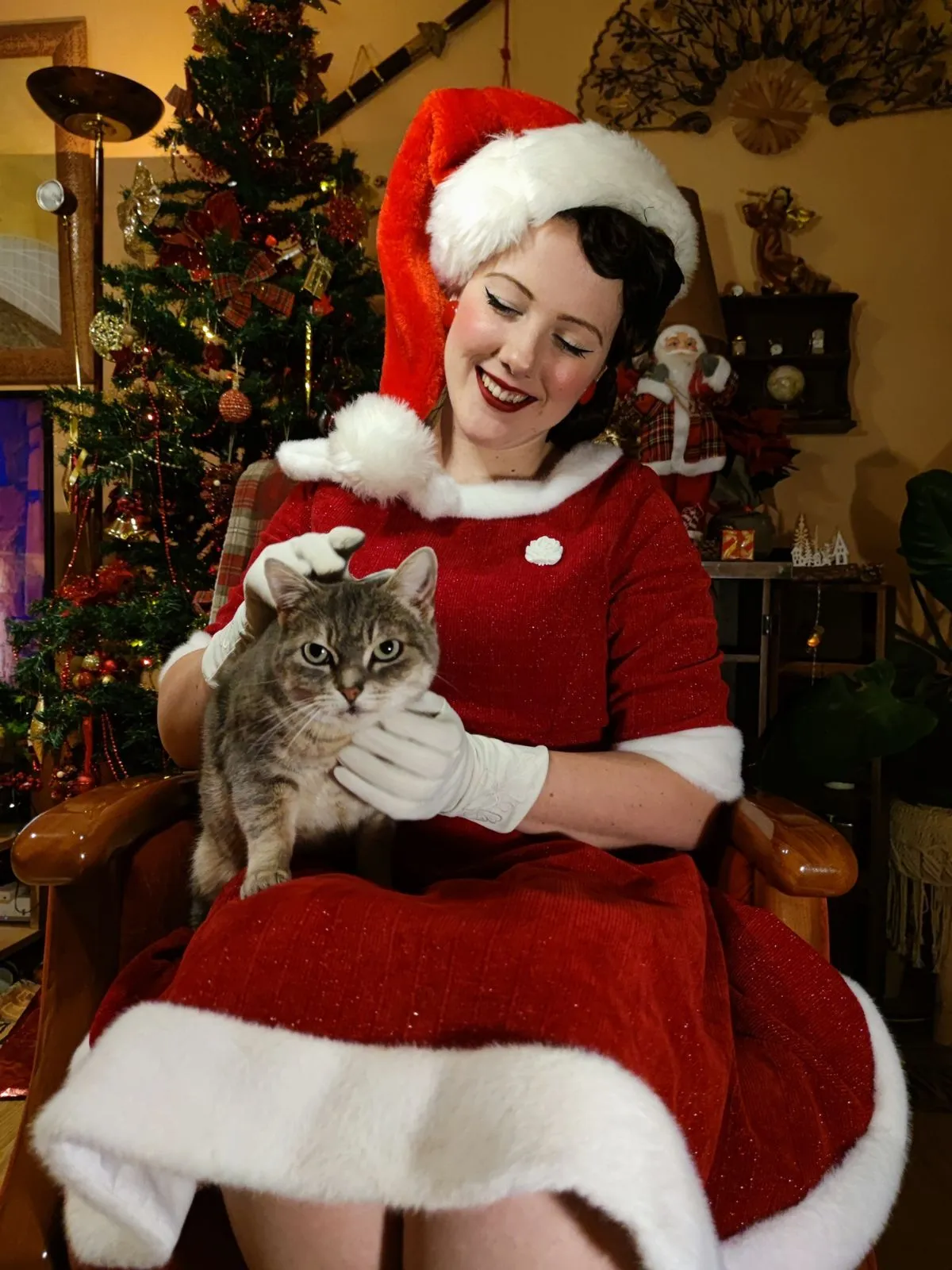 Red 1950s Solid Plush Christmas Dress sold by Retro Stage product image thumbnail 2
