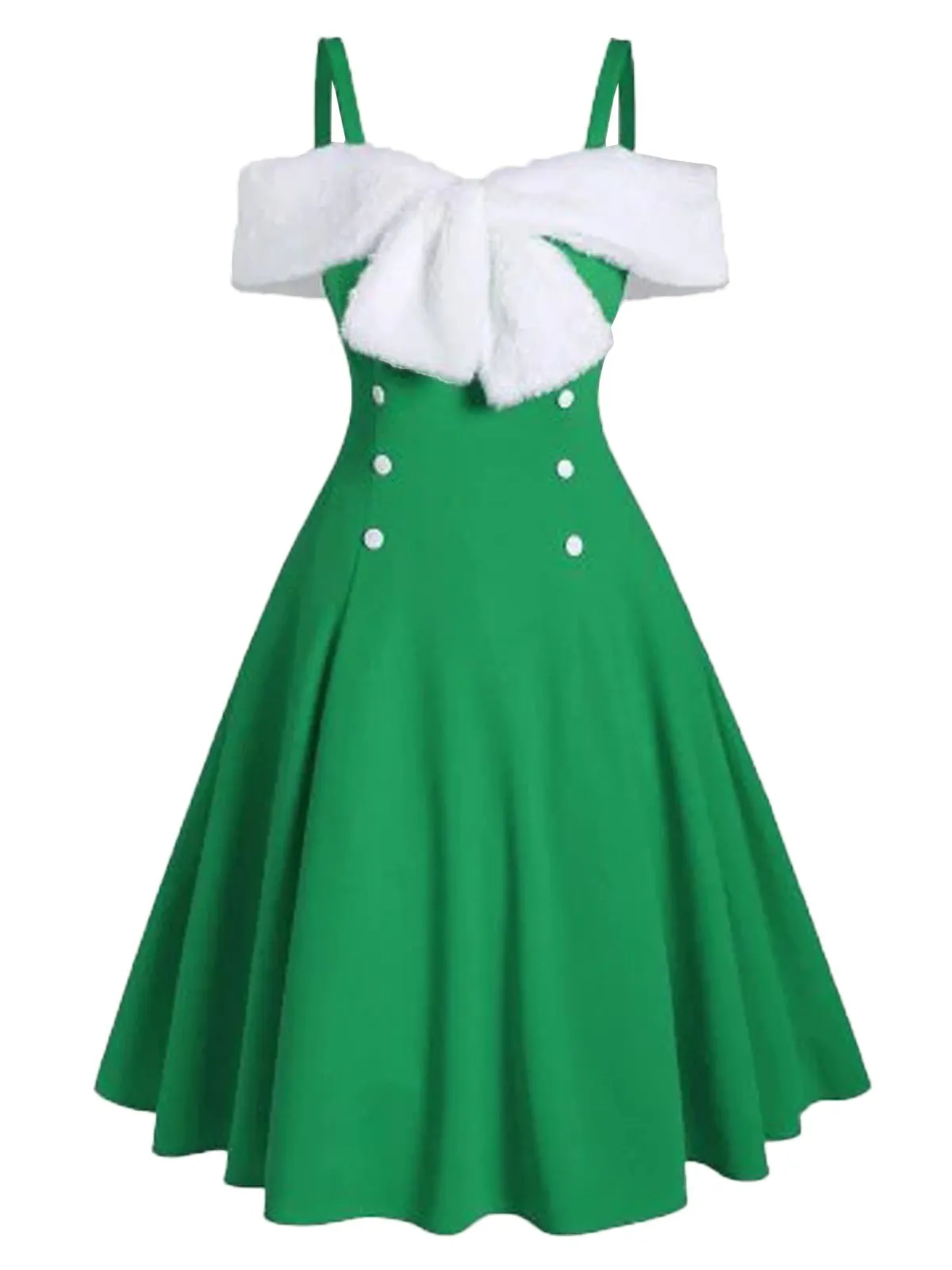 1950s Bow Cold Shoulder Swing Dress sold by Retro Stage product image thumbnail 5