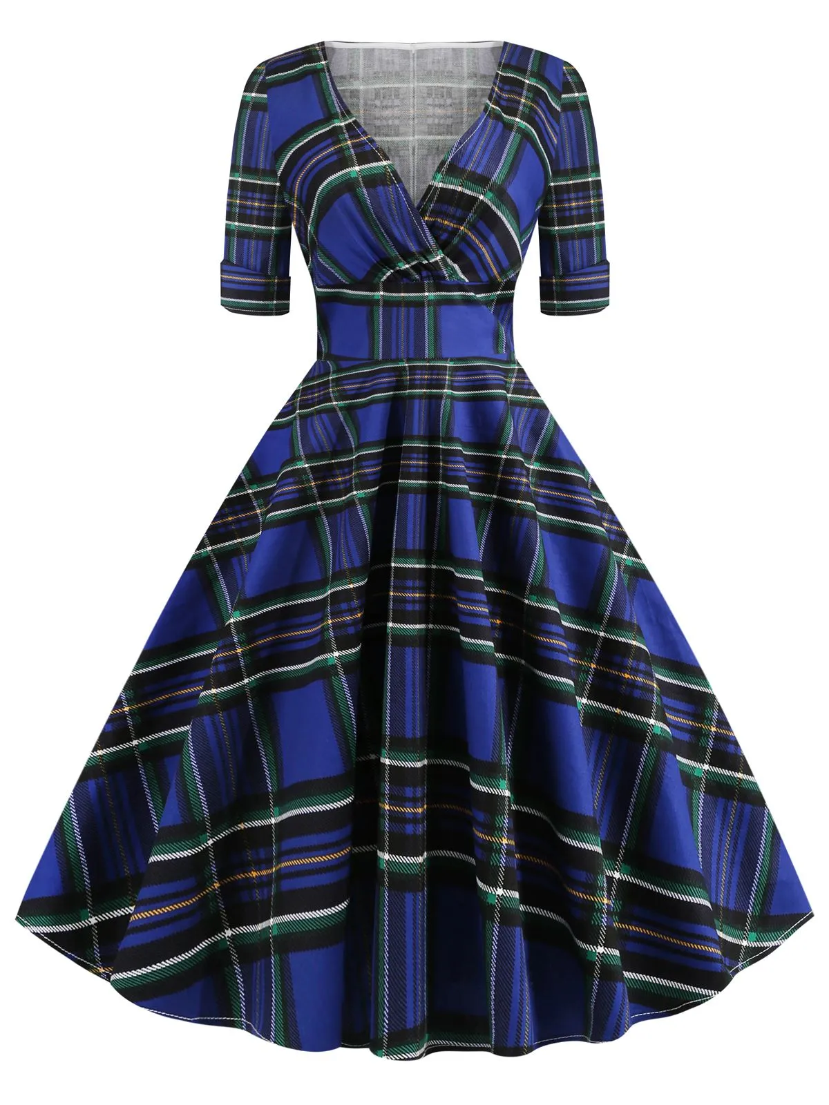 1950s Plaid Sweetheart Fold Swing Dress sold by Retro Stage product image thumbnail 2