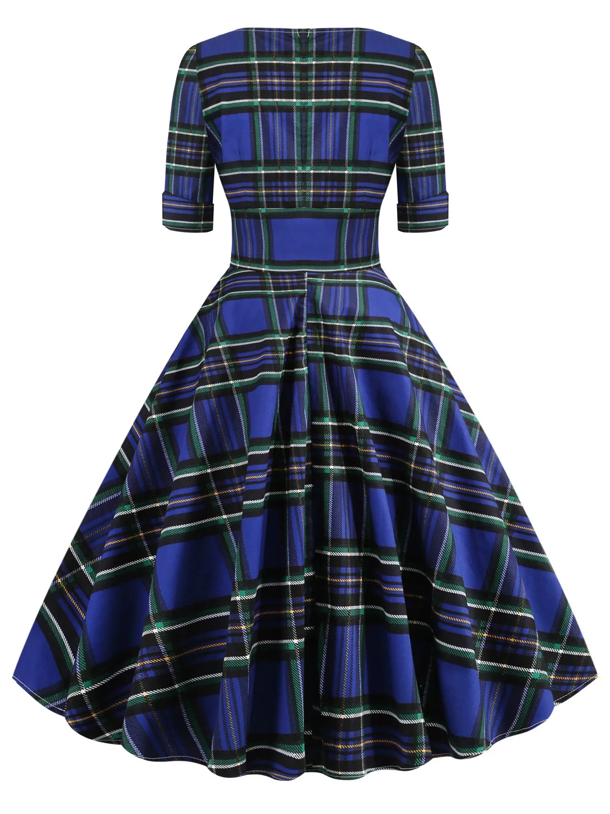 1950s Plaid Sweetheart Fold Swing Dress sold by Retro Stage product image thumbnail 4