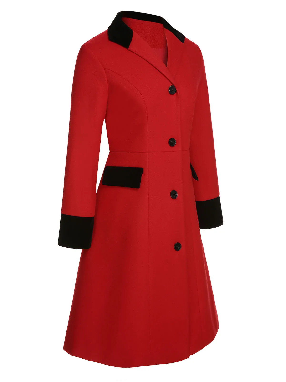Red & Black 1950s Lapel Button Pocket Coat sold by Retro Stage product image thumbnail 3