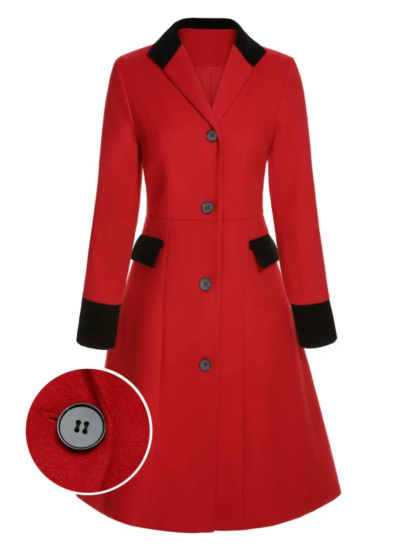 Red & Black 1950s Lapel Button Pocket Coat sold by Retro Stage
