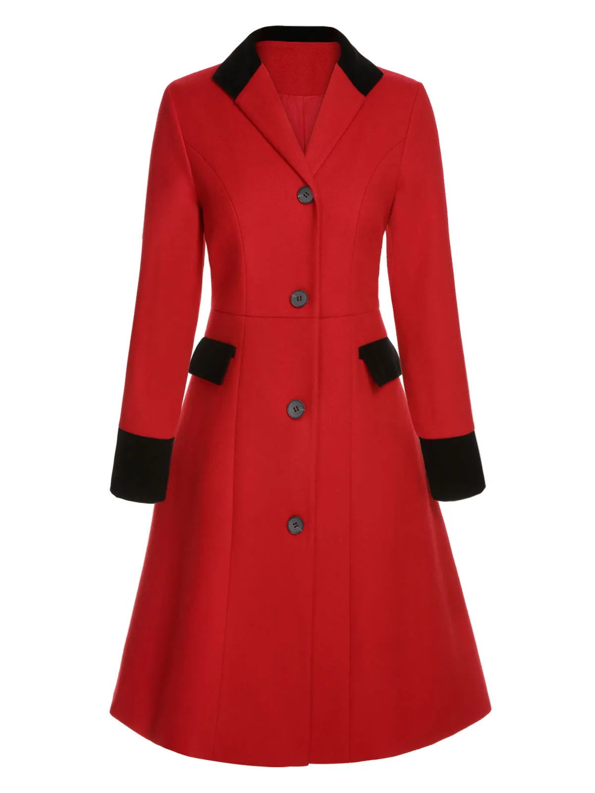 Red & Black 1950s Lapel Button Pocket Coat sold by Retro Stage product image thumbnail 2