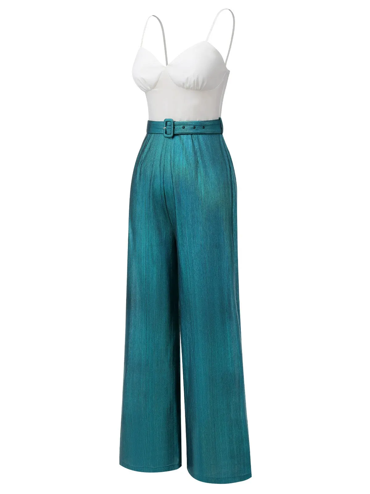 Blue 1930s Laser Flashing Spaghetti Strap Jumpsuit sold by Retro Stage product image thumbnail 4