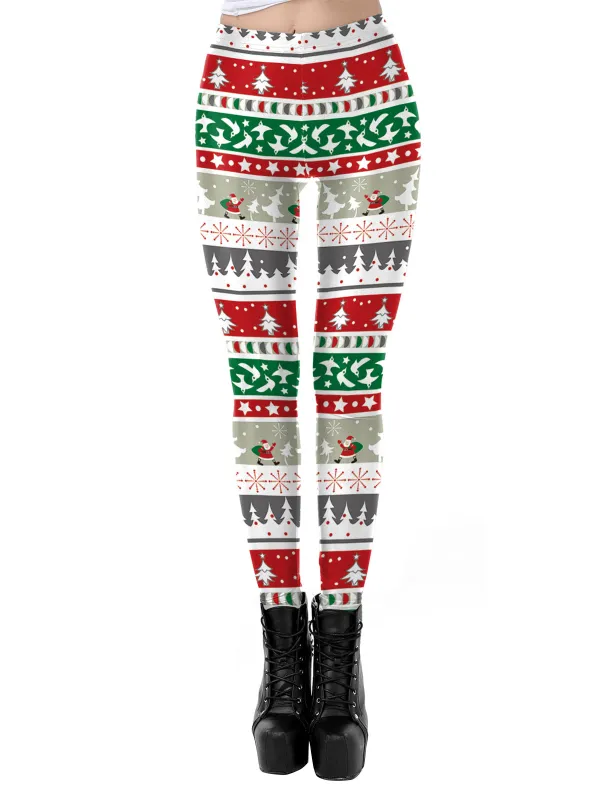 1960s Christmas Printed Mid-Rise Leggings sold by Retro Stage
