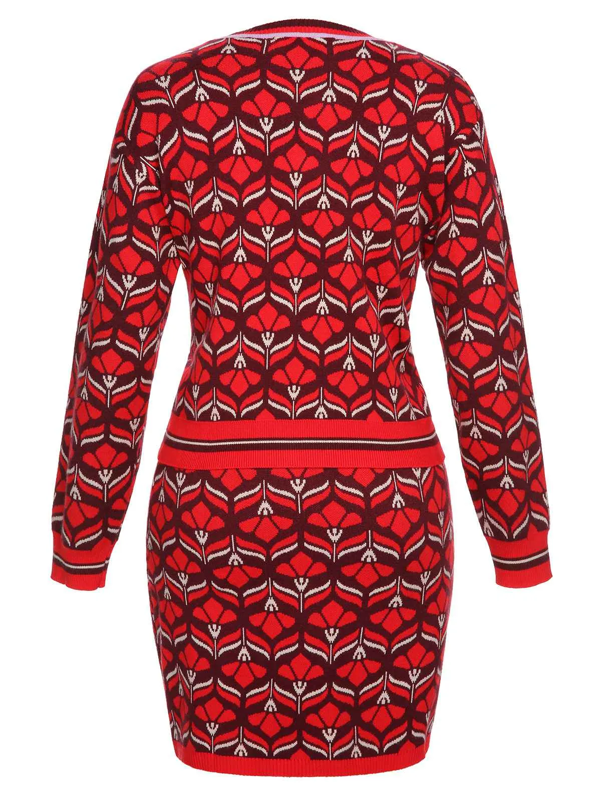 Red 1960s Christmas Jacquard Dress sold by Retro Stage product image thumbnail 2
