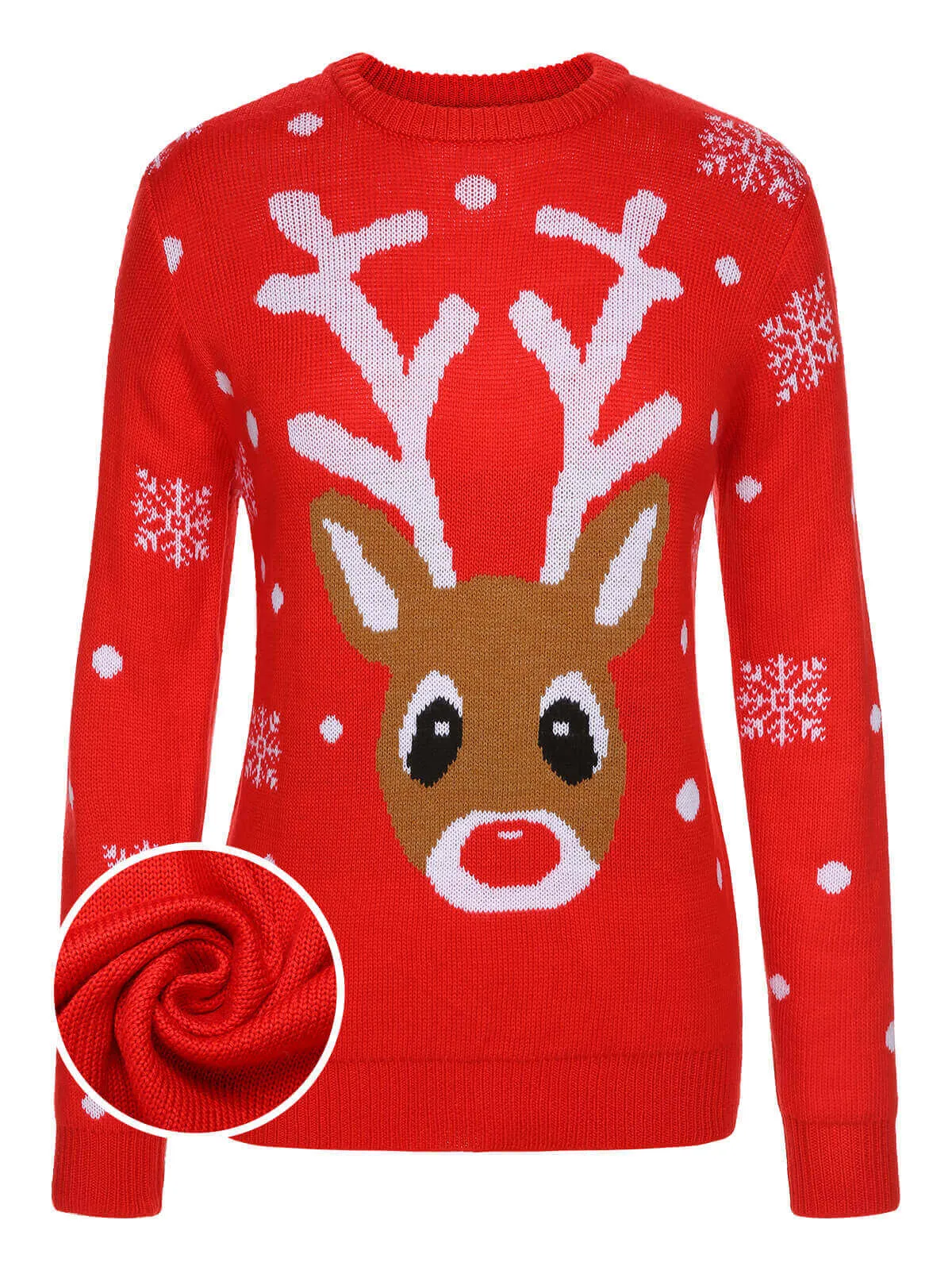 Red 1940s Christmas Reindeer Knit Sweater sold by Retro Stage
