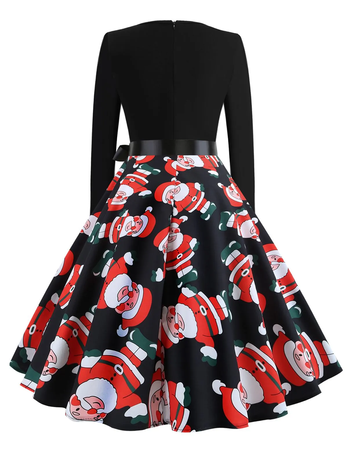 Christmas 1950s V-Neck Patchwork Swing Dress sold by Retro Stage product image thumbnail 3