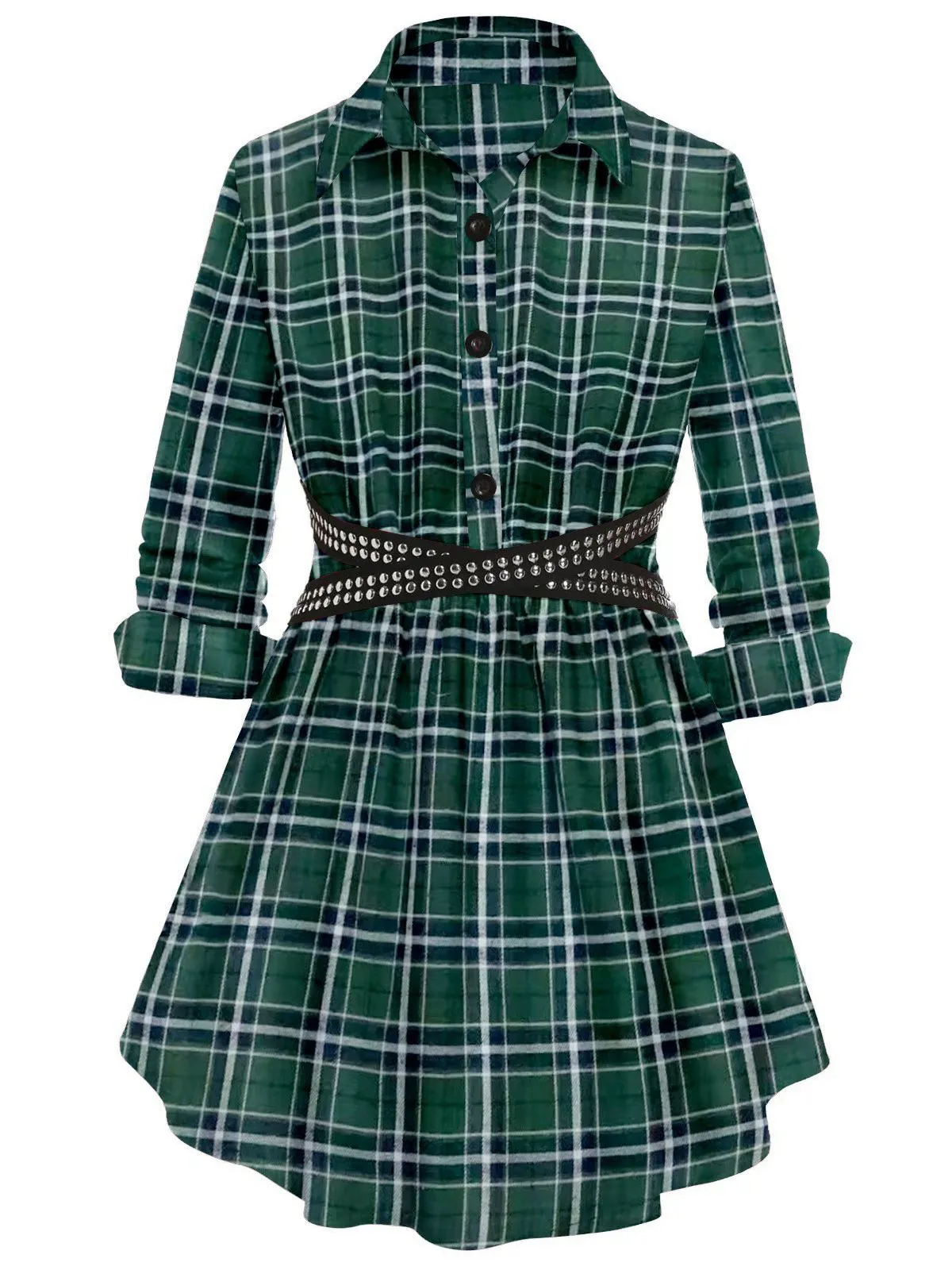 1930s Scottish Plaid Lapel Belt Blouse sold by Retro Stage product image thumbnail 5