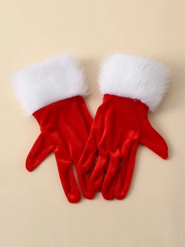 Christmas Velvet With White Fur Cuffs Gloves sold by Retro Stage