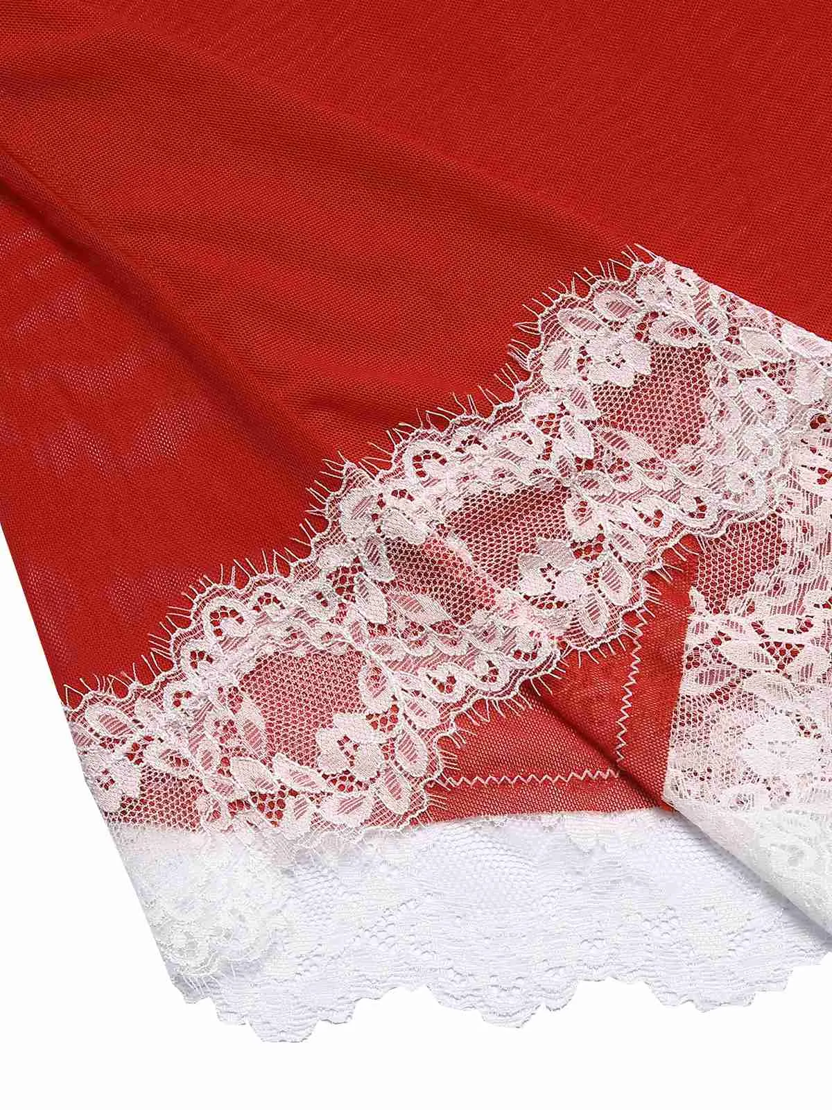 Red 1950s Lace Trimmed Sheer Nightgown sold by Retro Stage product image thumbnail 4