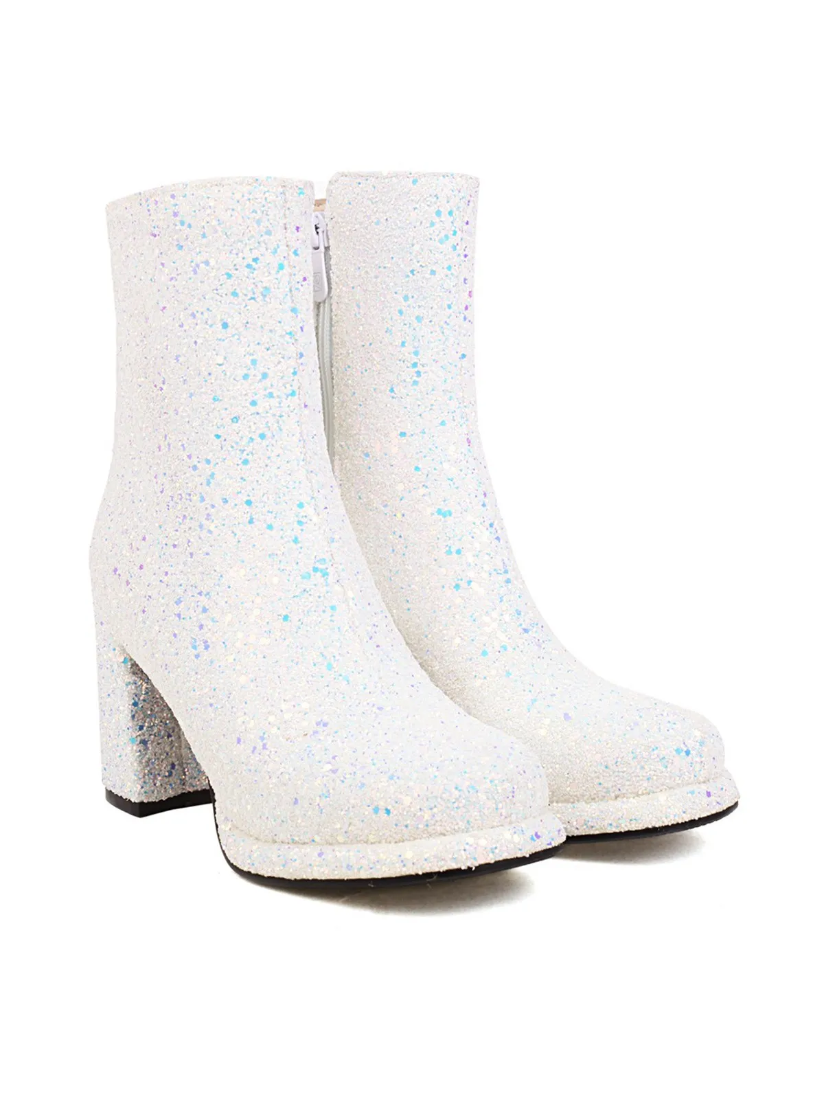 Point Toe Sequined Chunky Heel Ankle Boots sold by Retro Stage product image thumbnail 5