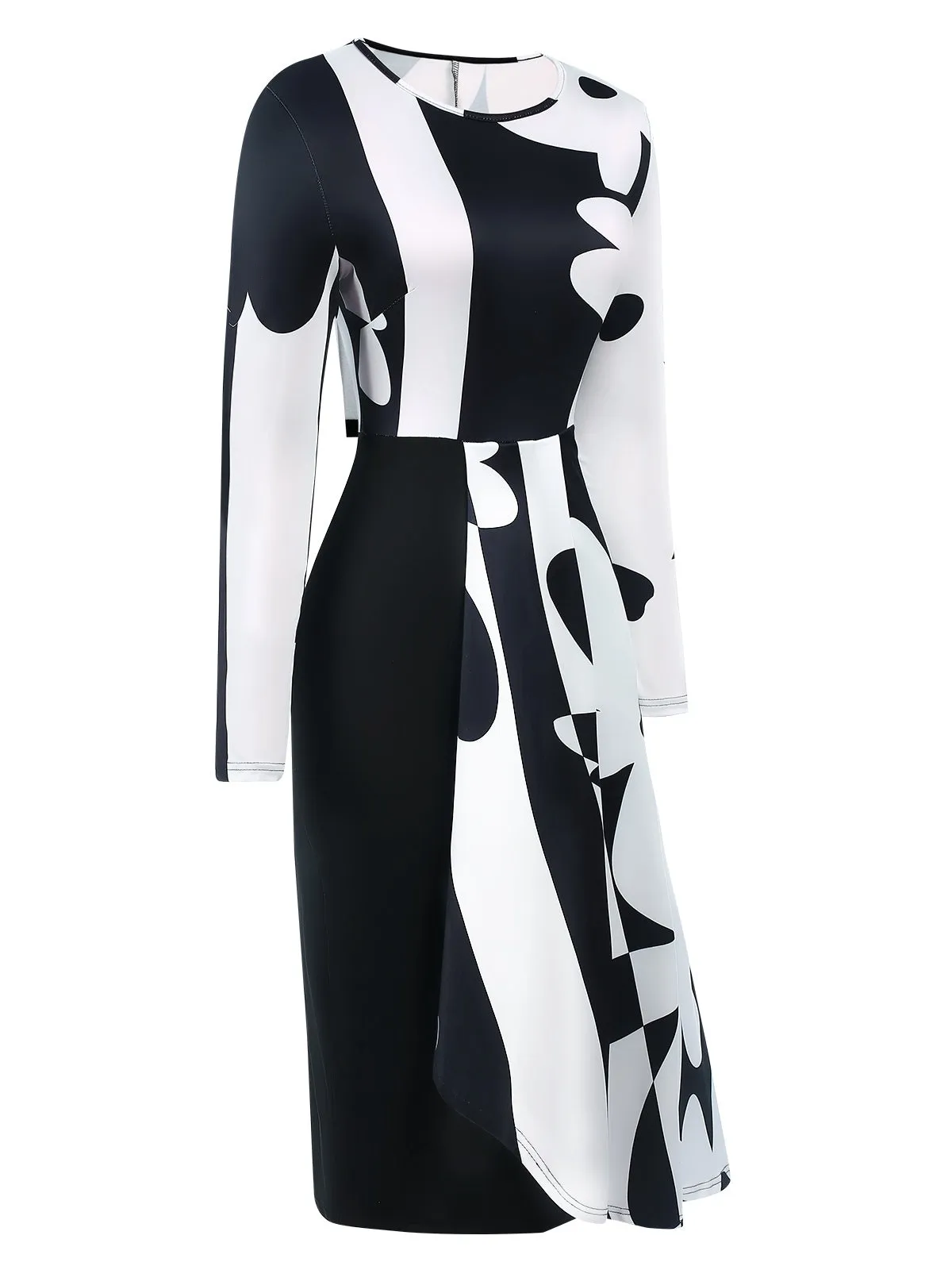 Black 1940s Extra Skirt Floral Stripe Dress sold by Retro Stage product image thumbnail 2