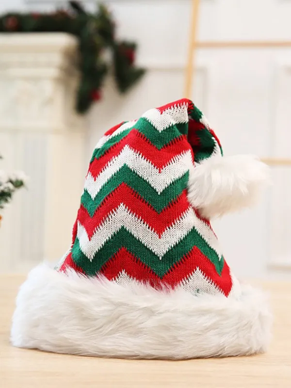 Vintage Christmas Red Striped Plush Hat sold by Retro Stage