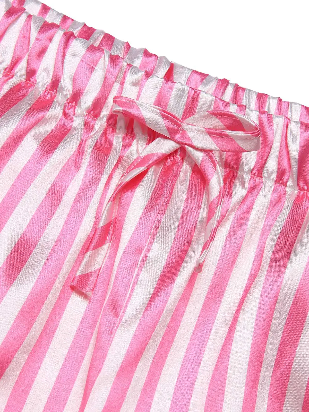 1960s Lapel Stripes Satin Pajamas Set sold by Retro Stage product image thumbnail 5